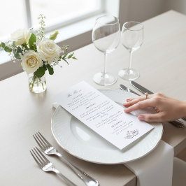 Romantic Swan Heart Calligraphy Menu Card Design