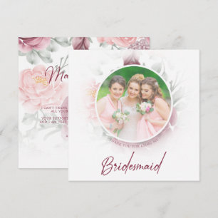 Romantic Thank You Bridesmaids Classic Floral Pink