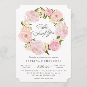 Romantic Wreath Dijo Que Sí Invitación De Compromi