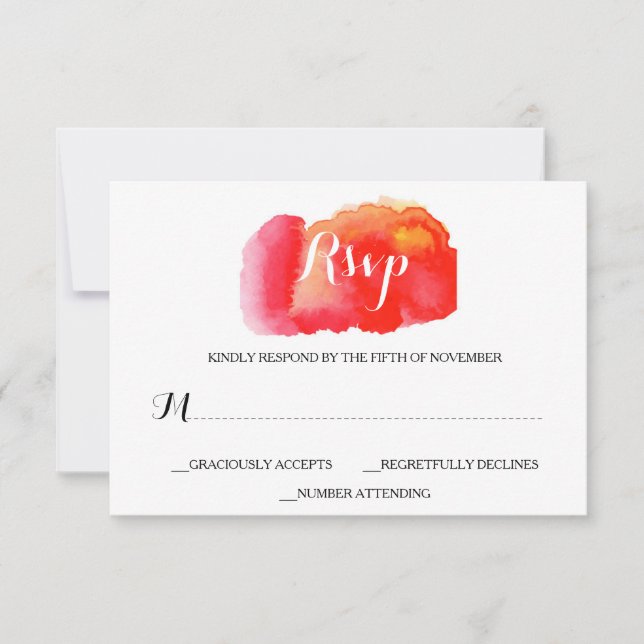 Romántica Boda de color Rojo RSVP (Anverso)