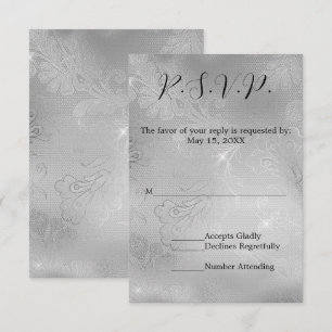 Romántica boda de encaje plateado RSVP