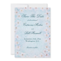 Romántica Boda Floral Azul Guardar La Tarjeta De F