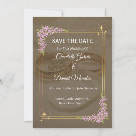 Romántica boda floral salva la invitación a la fec