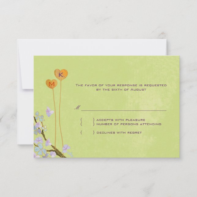 Romántica Boda Rural Verde Lime RSVP (Anverso)