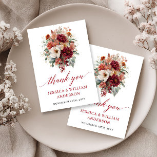 Romántica caída Marsala Floral Boda Agradecimiento