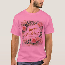 Romántica cortina floral recién casada camiseta pa
