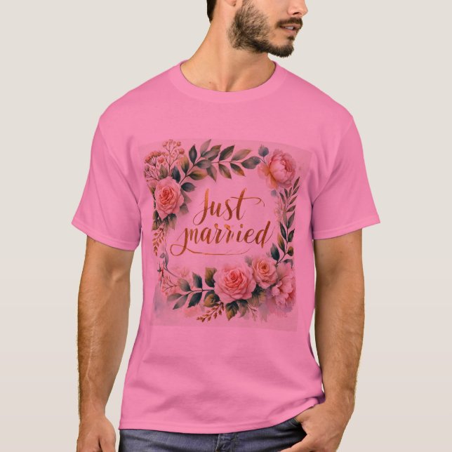 Romántica cortina floral recién casada camiseta pa (Anverso)
