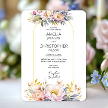 Romántica elegancia floral Invitación a la boda