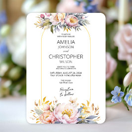 Romántica elegancia floral Invitación a la boda