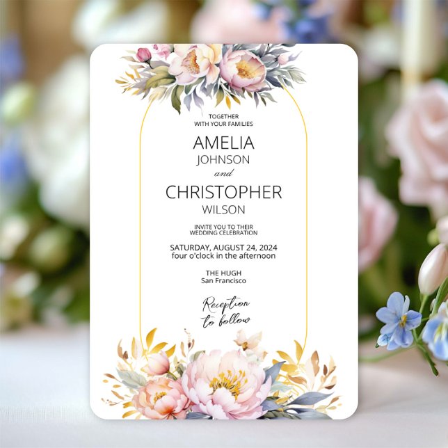 Romántica elegancia floral Invitación a la boda (Subido por el creador)