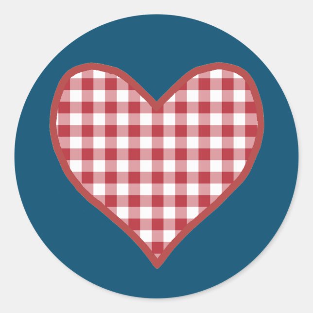 Romántica Gingham Heart Sheet de 20 Pegatinas (Anverso)