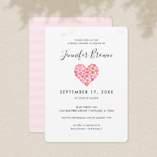 Romántica invitación a ducha de novias en el coraz