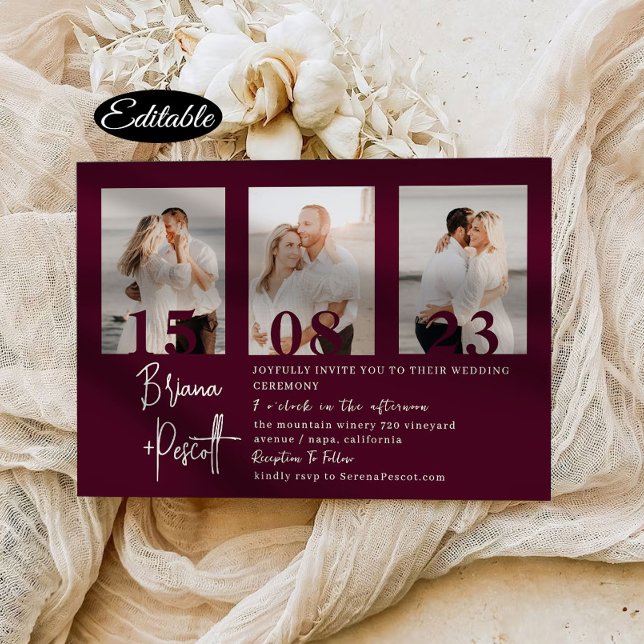 Romántica invitación a la boda de Collage de fotos (Subido por el creador)