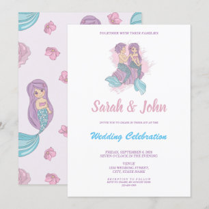 Romántica invitación a la boda de la sirena de had