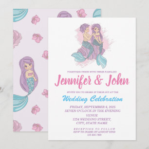 Romántica invitación a la boda de la sirena de had