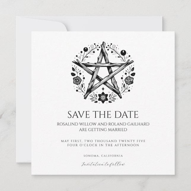 Romántica invitación a la boda de Pagan Wicca (Anverso)