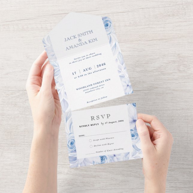Romántica invitación a la Boda Floral en una sola. (desgarro)