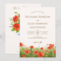 Romántica invitación a la boda roja floral de amap