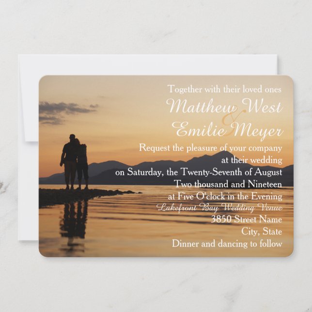 Romántica invitación a la boda terrestre y marítim (Anverso)
