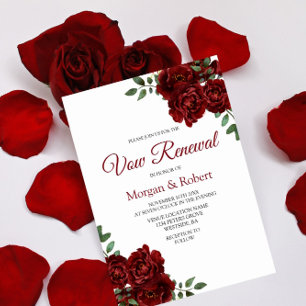 Romántica invitación a renovación de rosa rojo bor