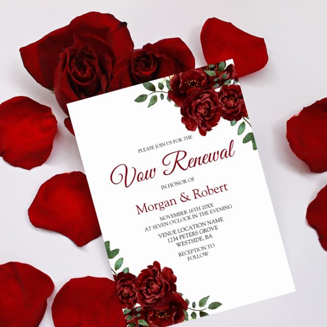 Romántica invitación a renovación de rosa rojo bor (Subido por el creador)