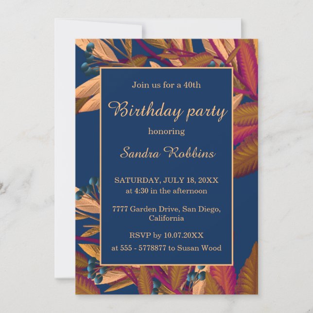 Romántica invitación para el cumpleaños de los ará (Anverso)