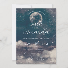 Romántica luz de la luna Invitaciones a la boda ac