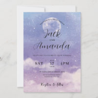 Romántica luz de la luna Invitaciones a la boda ac