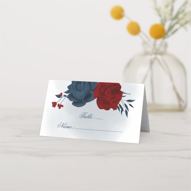 Romántica Marina y flores de borgoña Tarjeta de lu (Anverso)