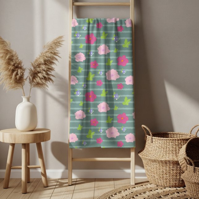 Romántica Moda Colorida Patrón floral Baño de moda (Colorful Chic Flowers Pattern Bath Towel Set)