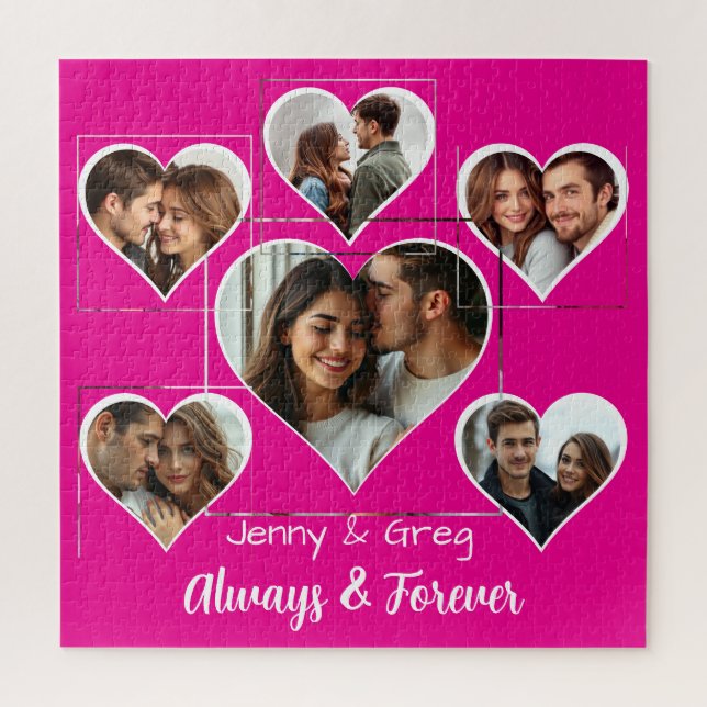 Romántica plantilla de seis fotos rompecabezas rom (Vertical)