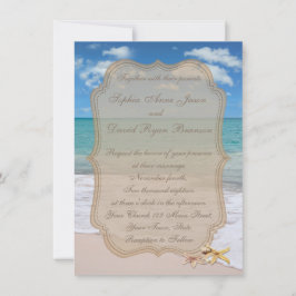 Romántica playa Starfishes Invitación a la Boda