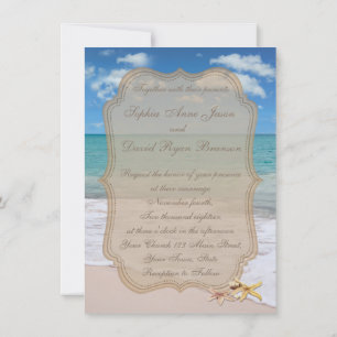 Romántica playa Starfishes Invitación a la Boda