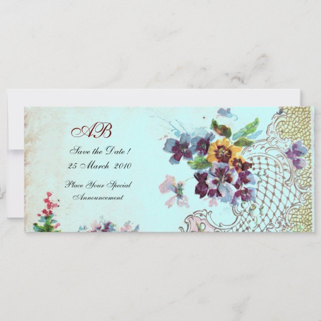 ROMANTİCA Programa de Boda Floral Azul Rosa Verde  (Anverso)