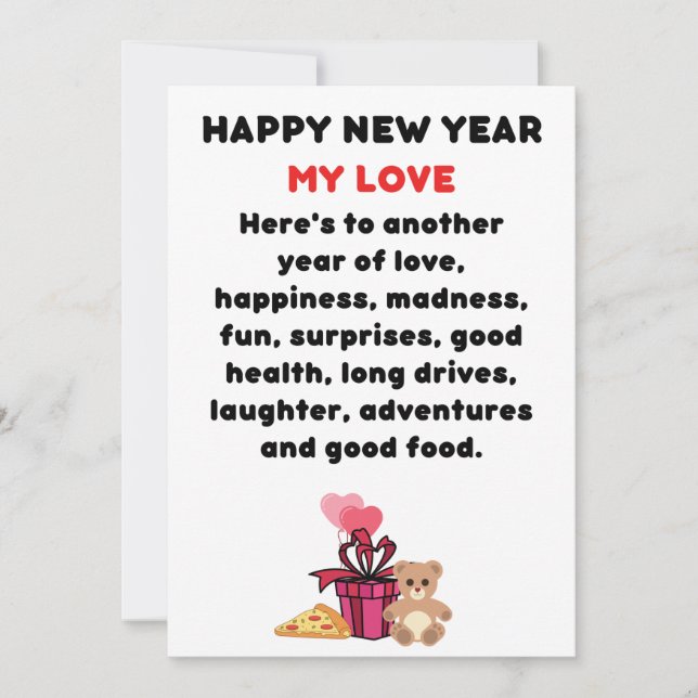 Romántica tarjeta de Año Nuevo (Anverso)