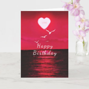 Romántica tarjeta de cumpleaños con corazón de amo
