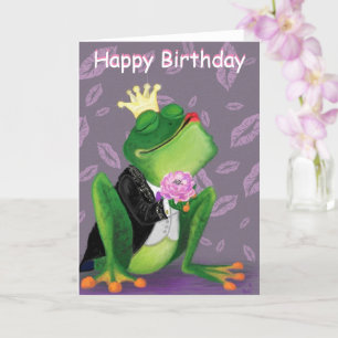 Romántica tarjeta de cumpleaños Frog Prince Love F