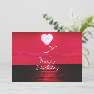 Romántica tarjeta de cumpleaños Mar Rojo Sunset Lo