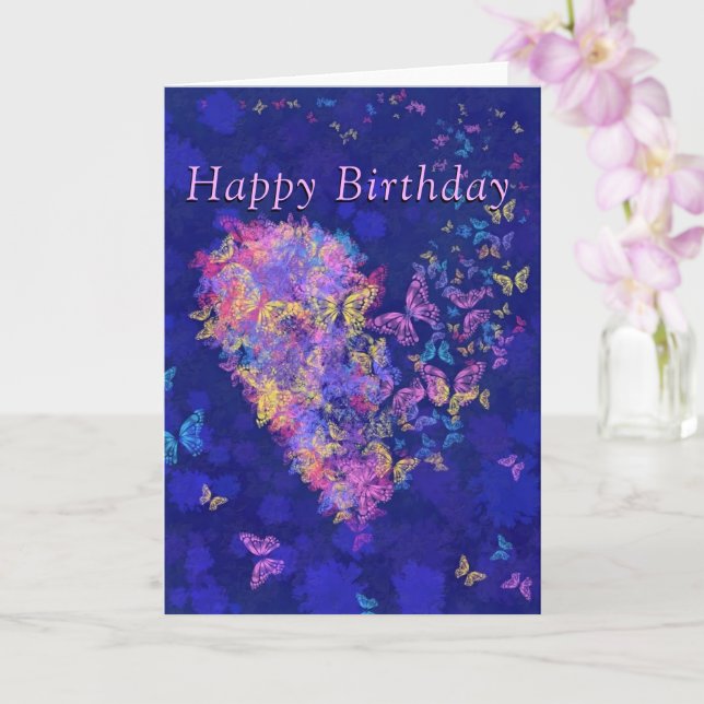 Romántica tarjeta de cumpleaños mariposa amor cora (Orquídea)