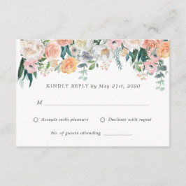 Romántica tarjeta de respuesta RSVP de Rubor Flowe