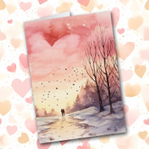 Romántica tarjeta de San Valentín de Walk Winter