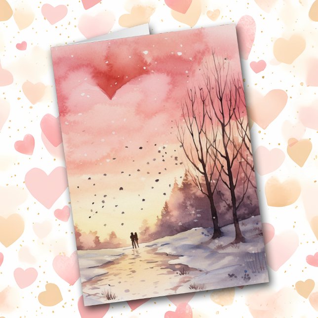 Romántica tarjeta de San Valentín de Walk Winter (Subido por el creador)