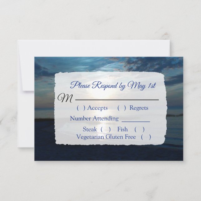 Romántica tarjeta RSVP de la boda del atardecer en (Anverso)
