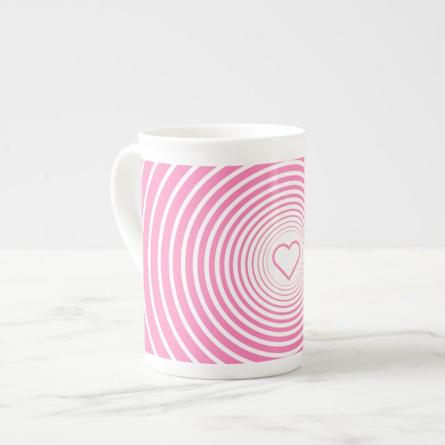 Romántica taza rosa con corazón (Izquierda)
