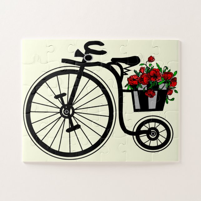 Románticas flores en bicicleta rompecabezas rompec (Horizontal)