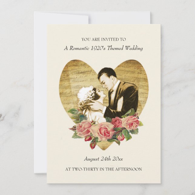Románticas invitaciones de boda temática de los añ (Anverso)