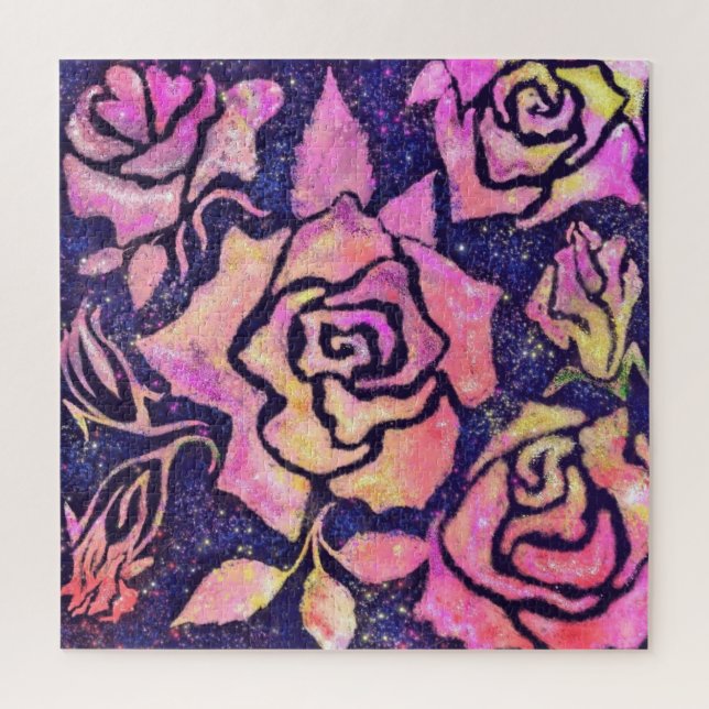 Románticas Rosas Rompecabezas - Arte de Pintura (Vertical)