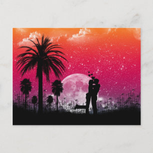 Romántico atardecer en la postal de las palmas