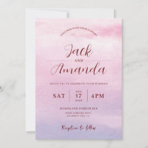 Romántico atardecer Invitaciones a la boda acuarel