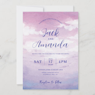 Romántico atardecer Invitaciones a la boda acuarel